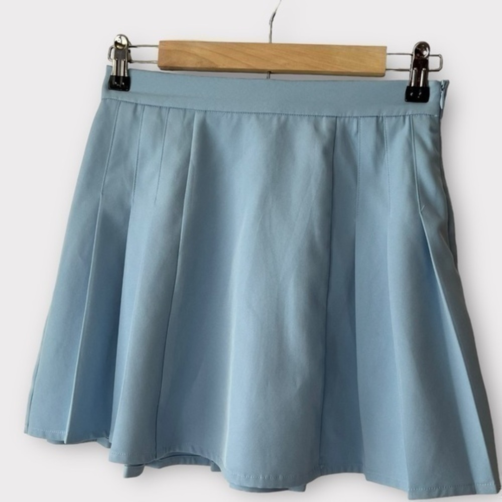 Princess Polly wide pleated cheerleader school girl mini skirt in blue